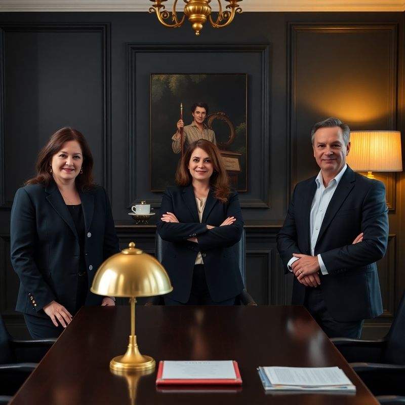 Small team of three advisers in a charcoal-toned Bratislava boardroom